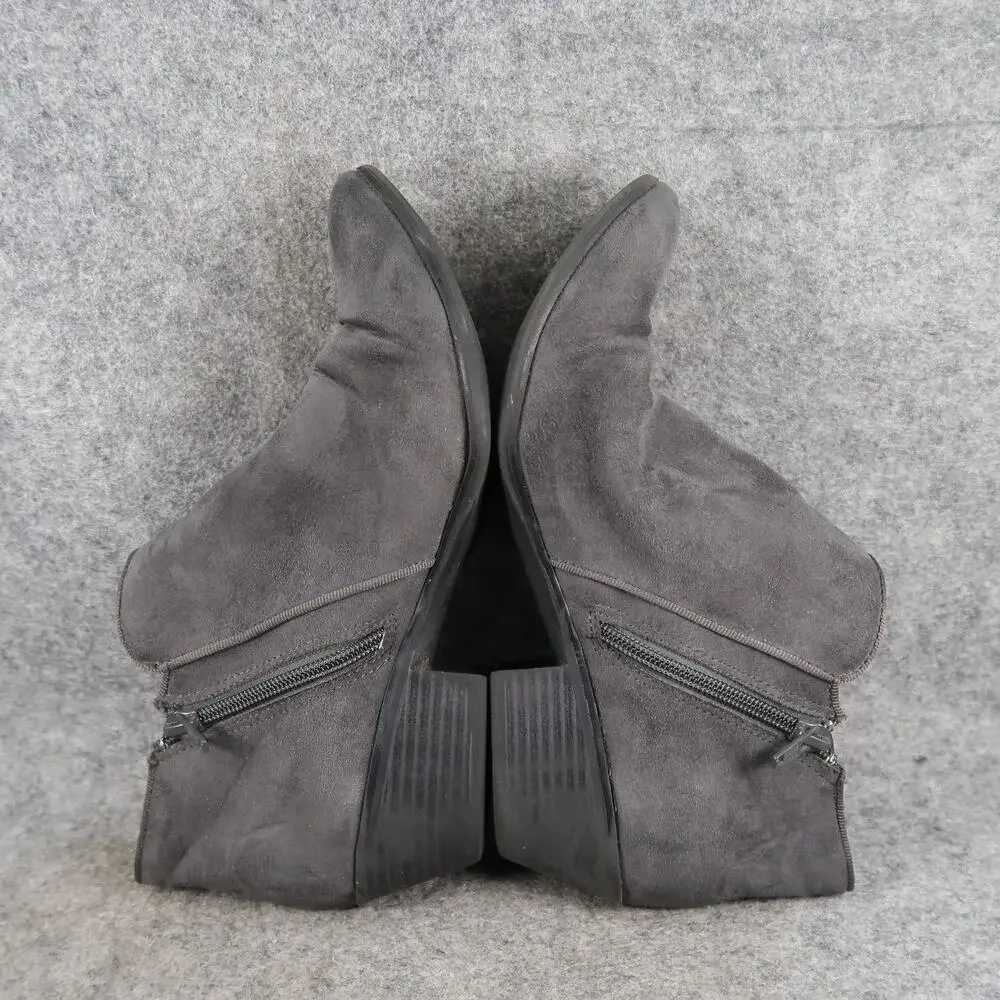 Style&Co Shoes Womens 9.5 Ankle Booties Fashion Casual Grey Zip Block Heel Boot